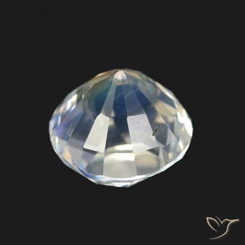 Piedra lunar arcoíris Blanco multicolor natural de 1.59 ct, Redondo, VVS-VS