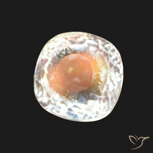 Piedra lunar arcoíris Blanco multicolor natural de 2.00 ct, Forma Cojín, VVS-VS