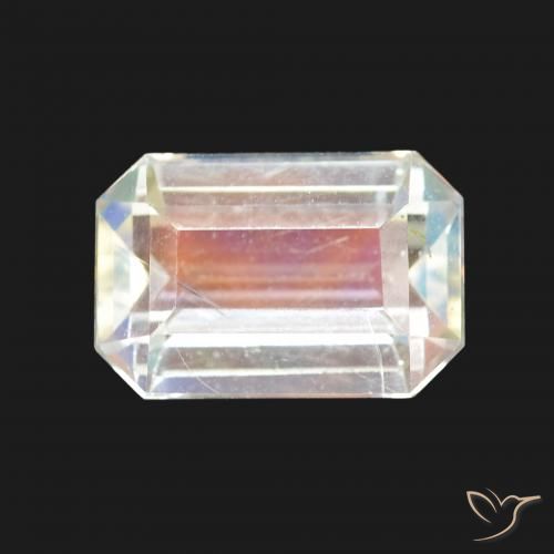 2.11ct Natural Blanco multicolor Piedra lunar arcoíris, corte esmeralda, VVS-VS