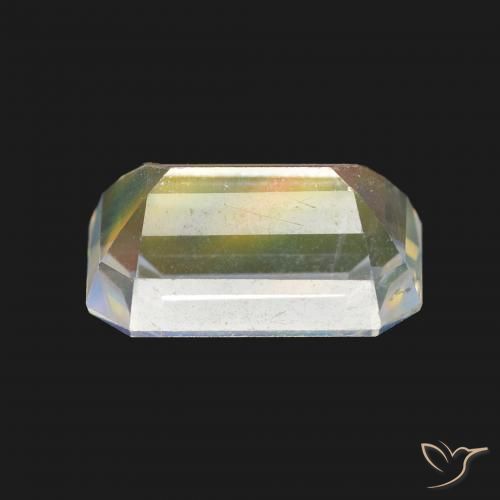 Piedra lunar arcoíris Blanco multicolor natural de 2.11 ct, Corte Octágono / Esmeralda, VVS-VS