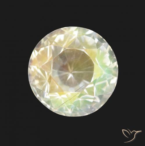 2.20ct Blanco multicolor Piedra lunar arcoíris, Redondo, VVS-VS