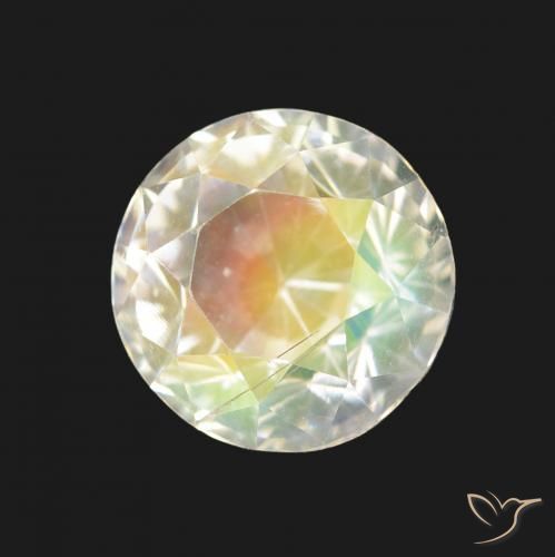 Piedra lunar arcoíris Blanco multicolor natural de 2.20 ct, Redondo, VVS-VS