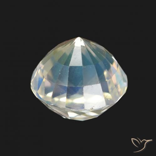 Piedra lunar arcoíris Blanco multicolor natural de 2.20 ct, Redondo, VVS-VS