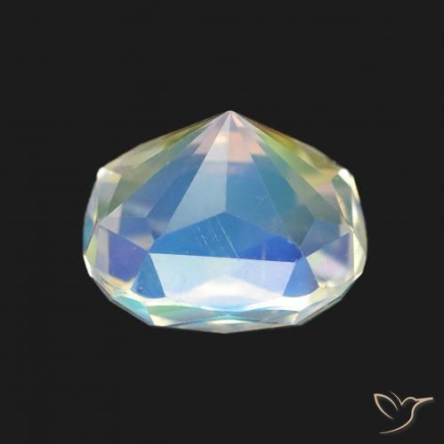 Piedra lunar arcoíris Blanco multicolor natural de 2.19 ct, Forma Cojín, VVS-VS