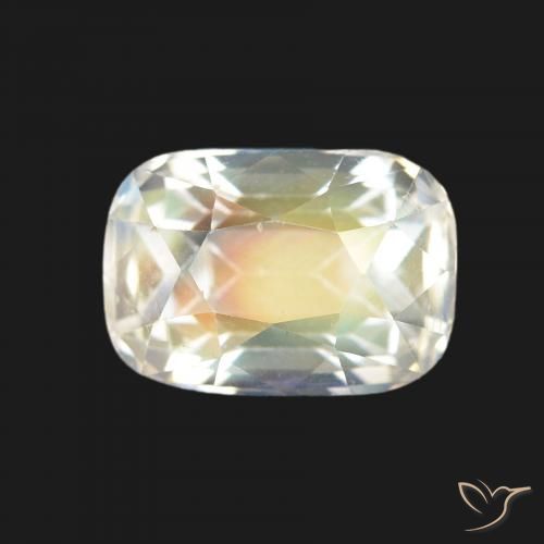 1.64ct Blanco multicolor Piedra lunar arcoíris, Forma Cojín, VVS-VS