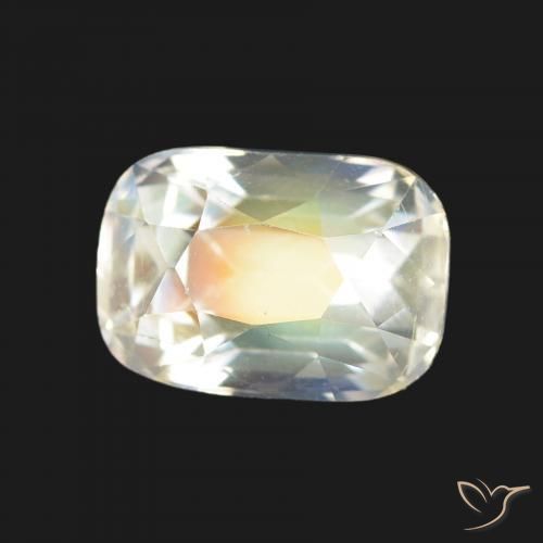 Piedra lunar arcoíris Blanco multicolor natural de 1.64 ct, Forma Cojín, VVS-VS