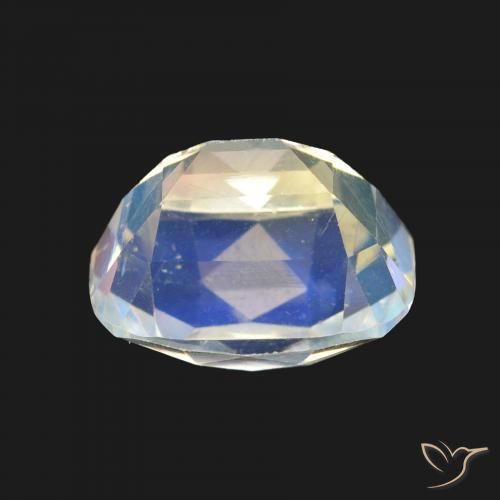 Piedra lunar arcoíris Blanco multicolor natural de 1.64 ct, Forma Cojín, VVS-VS