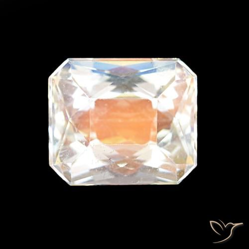 2.55ct Blanco multicolor Piedra lunar arcoíris, corte esmeralda, VVS-VS