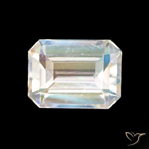 1.77ct Blanco multicolor Piedra lunar arcoíris, corte esmeralda, VVS-VS