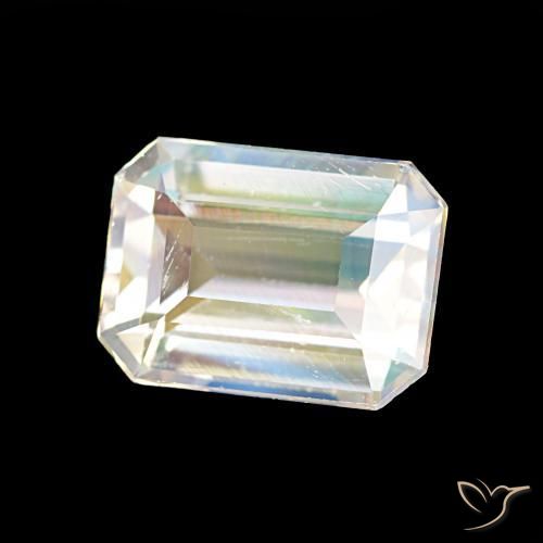 Piedra lunar arcoíris Blanco multicolor natural de 1.77 ct, Corte Octágono / Esmeralda, VVS-VS
