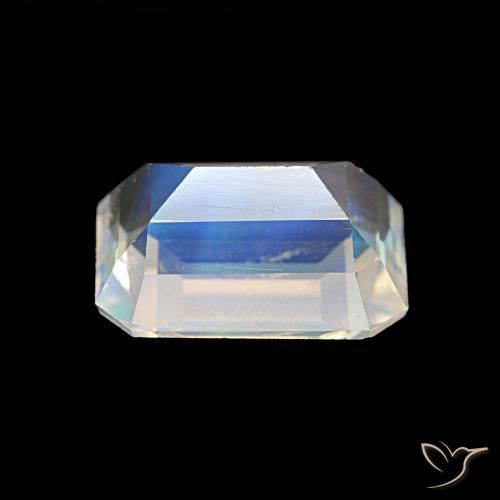 Piedra lunar arcoíris Blanco multicolor natural de 1.77 ct, Corte Octágono / Esmeralda, VVS-VS