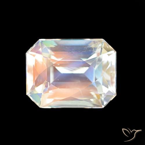 2.47ct Blanco multicolor Piedra lunar arcoíris, corte esmeralda, VVS-VS