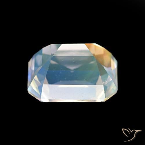 Piedra lunar arcoíris Blanco multicolor natural de 2.47 ct, Corte Octágono / Esmeralda, VVS-VS