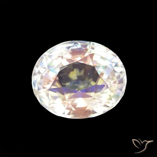 2.00ct Blanco multicolor Piedra lunar arcoíris, Ovalada, VS