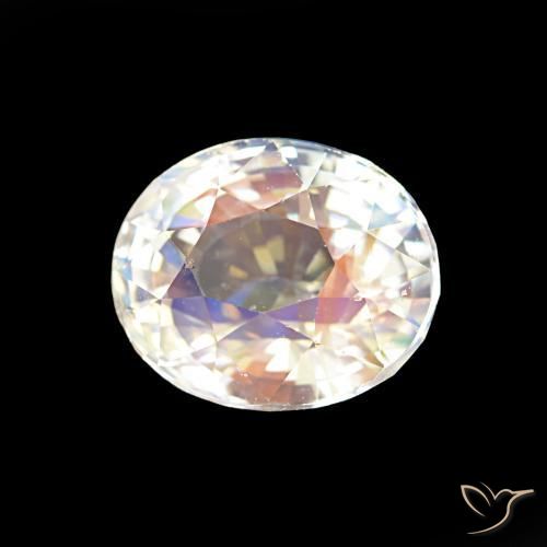 Piedra lunar arcoíris Blanco multicolor natural de 2.00 ct, Ovalada, VS