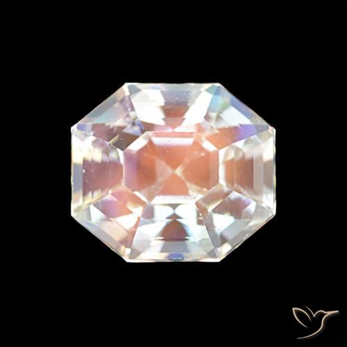 2.19ct Blanco multicolor Piedra lunar arcoíris, corte esmeralda, VS