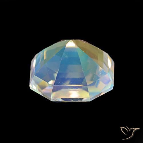 Piedra lunar arcoíris Blanco multicolor natural de 2.19 ct, Corte Octágono / Esmeralda, VS