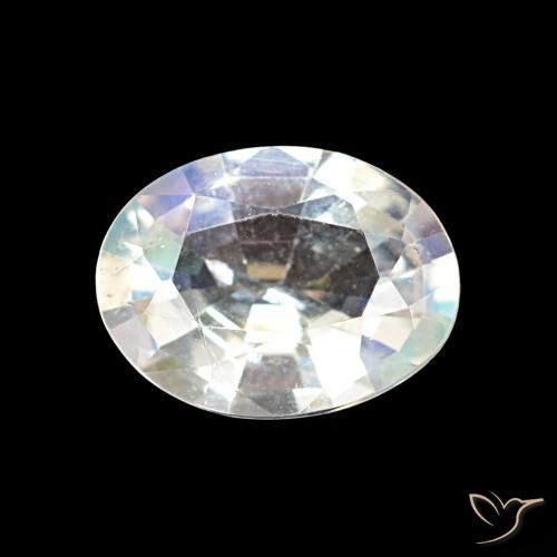 1.18ct Blanco multicolor Piedra lunar arcoíris, Ovalada, VS