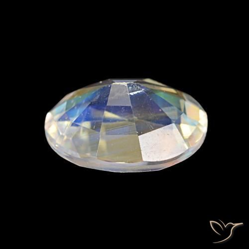 Piedra lunar arcoíris Blanco multicolor natural de 1.18 ct, Ovalada, VS