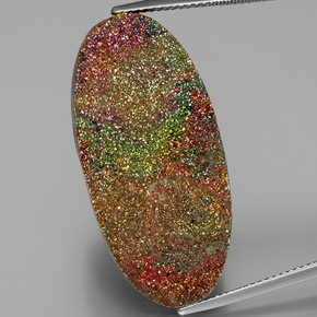 Pirita arcoíris multicolor natural de 35,58 ct, corte óvalo, opaco