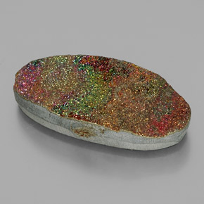 Pirita arcoíris multicolor natural de 35,58 ct, corte óvalo, opaco