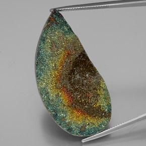 Pirita arcoíris multicolor natural de 39,36 ct, forma elegante, opaco