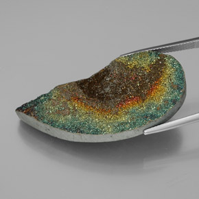 Pirita arcoíris multicolor natural de 39,36 ct, forma elegante, opaco