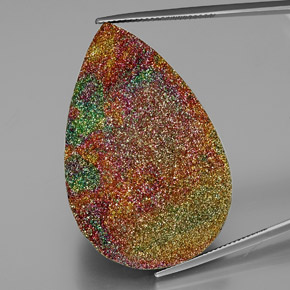 Pirita arcoiris Multicolor natural de 81.18 ct, En forma de pera, Opaco