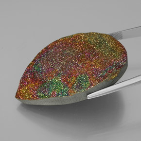 Pirita arcoiris Multicolor natural de 81.18 ct, En forma de pera, Opaco