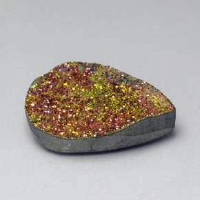 Pirita arcoíris multicolor natural de 12,55 ct, en forma de pera, opaco