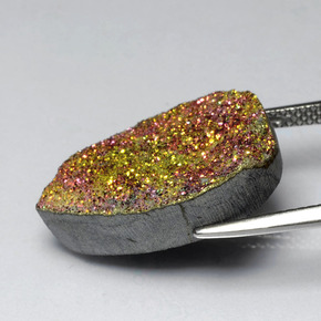 Pirita arcoíris multicolor natural de 12,55 ct, en forma de pera, opaco