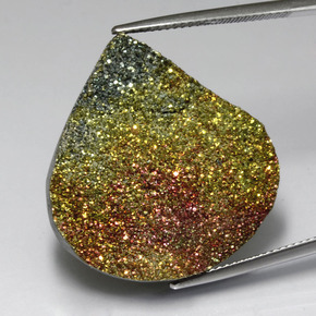 Pirita arcoiris Multicolor natural de 33.73 ct, En forma de pera, Opaco