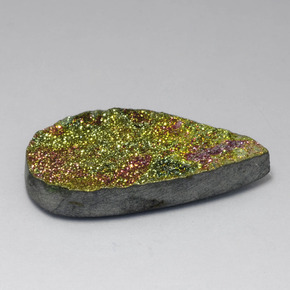 Pirita arcoíris multicolor natural de 16,45 ct, en forma de pera, opaco