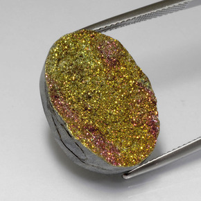 Pirita arcoíris multicolor natural de 18,80 ct, corte óvalo, opaco
