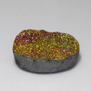 Pirita arcoíris multicolor natural de 18,80 ct, corte óvalo, opaco