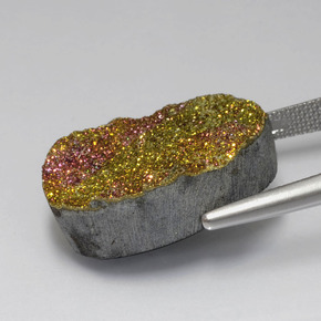 Pirita arcoíris multicolor natural de 18,80 ct, corte óvalo, opaco