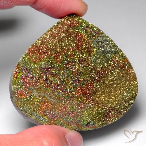 130.91ct Natural Multicolor Pirita arcoiris, En forma de pera, Opaco