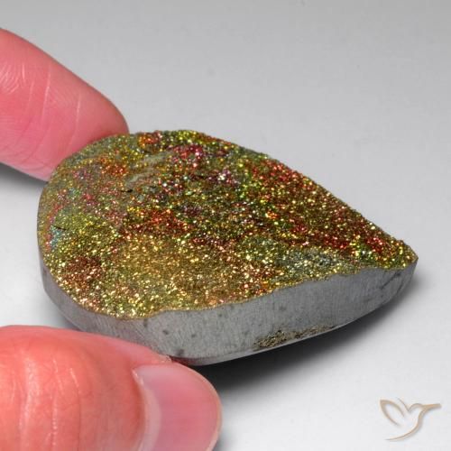 Pirita arcoiris Multicolor natural de 130.91 ct, En forma de pera, Opaco