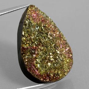 Pirita arcoíris multicolor natural de 20,08 ct, en forma de pera, opaco