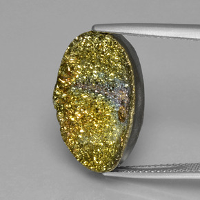 Pirita arcoíris multicolor natural de 12,80 ct, corte óvalo, opaco
