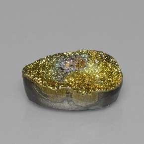 Pirita arcoíris multicolor natural de 12,80 ct, corte óvalo, opaco