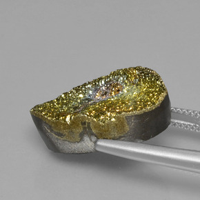 Pirita arcoíris multicolor natural de 12,80 ct, corte óvalo, opaco