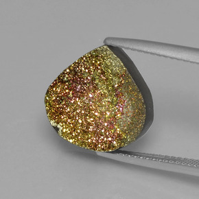 Pirita arcoíris multicolor natural de 6,93 ct, en forma de pera, opaco