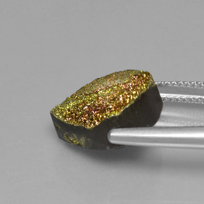 Pirita arcoíris multicolor natural de 6,93 ct, en forma de pera, opaco