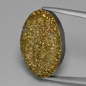 Pirita arcoíris multicolor natural de 17,40 ct, corte óvalo, opaco