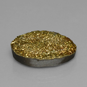 Pirita arcoíris multicolor natural de 17,40 ct, corte óvalo, opaco