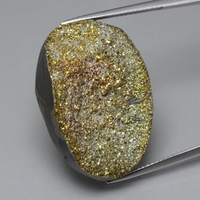 Pirita arcoíris multicolor natural de 30,22 ct, corte óvalo, opaco