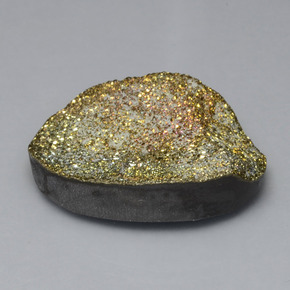 Pirita arcoíris multicolor natural de 30,22 ct, corte óvalo, opaco