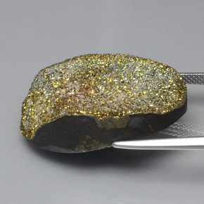 Pirita arcoíris multicolor natural de 30,22 ct, corte óvalo, opaco