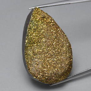 Pirita arcoíris multicolor natural de 42,88 ct, en forma de pera, opaco